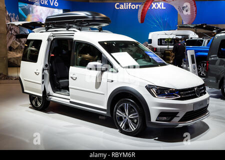 Brüssel - Jan 10, 2018: Volkswagen Caddy Auto an der Brussels Expo Autosalon Motor Show präsentiert. Stockfoto