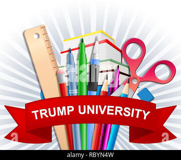 Trump University Student Training College von Präsident. Klagen Alledge rechtswidrigen oder illegalen Aktivitäten - 3D-Darstellung Stockfoto