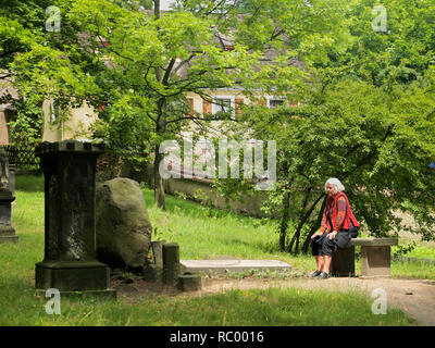 Nikolaifriedhof städtischer mit Grabstätte von Jakob Böhme, Görlitz, Sachsen, Deutschland, Europa | Städtische Friedhof, Friedhof Nikolaifriedhof mit Stockfoto