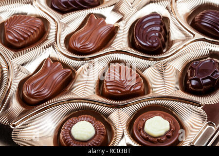 Schuss der Pralinen-Box schließen Stockfoto