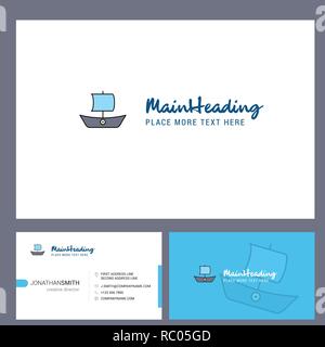 Boot Logo mit Slogan & Vorne und Hinten Business Card Template. Vektor kreatives Design Stock Vektor