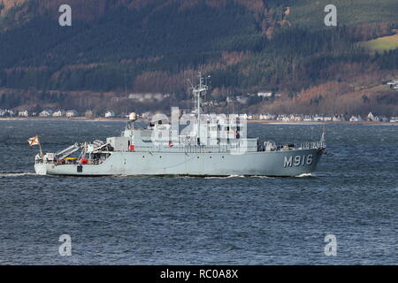 BNS Bellis (M916), eine Blume-Klasse minehunter der Belgischen Marine, auf seiner Rückreise für Übung gemeinsame Krieger 14-1. Stockfoto