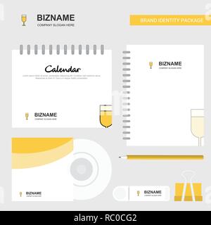 Glas Logo Vorlage Kalender, CD-Cover, Tagebuch und USB-Marke stationären Package Design Vector Template Stock Vektor