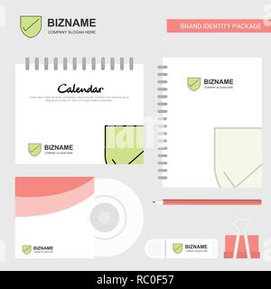 Sheild Logo Vorlage Kalender, CD-Cover, Tagebuch und USB-Marke stationären Package Design Vector Template Stock Vektor