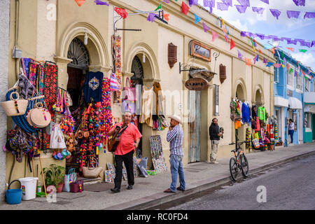 Geschäfte in der Altstadt von San Jose Del Cabo, Baja California Sur, Mexiko. Stockfoto