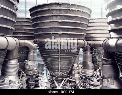 Saturn V F-1 Raketentriebwerke. Der Apollo Mission, einen Menschen auf den Mond gebracht. Stockfoto