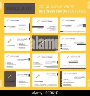 Set mit 12 Schraubenschlüssel Creative Business Card Template. Editierbare kreative logo und Visitenkarte Hintergrund Stock Vektor