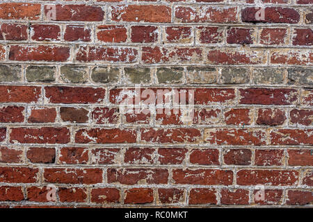 Vordere Nahaufnahme einer alten Mauer. Stockfoto