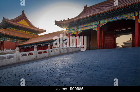 Die Verbotene Stadt ist ein Palast, der Komplex im Zentrum von Peking, China. Stockfoto