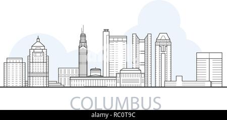 Columbus City Skyline - Stadtbild und Wahrzeichen von Columbus, Ohio Stock Vektor