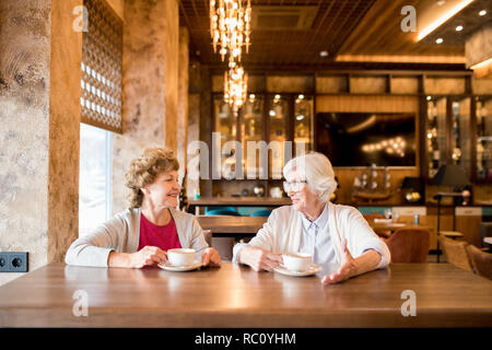 Gesprächig Damen im Cafe Stockfoto