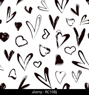 Dekorative nahtlose Muster mit Hand gezeichnete Herzen. Vector Illustration geeignet für Valentinstag, Hochzeit, Geburtstag. Stock Vektor