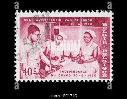 Briefmarke her Belgien, ein medizinisches Team, ausgestellt von der Unabhängigkeit der Demokratischen Republik Kongo (1960) Stockfoto