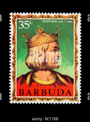 Briefmarke von Barbuda, Stephen, der ehemalige König von England Stockfoto