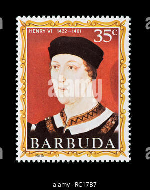 Briefmarke von Barbuda Darstellung Heinrich VI., König von England Stockfoto