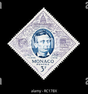 Briefmarke aus Monaco, Abraham Lincoln Stockfoto