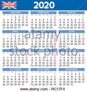  2020 elegante squared Kalender Englisch USA Jahr 2020 