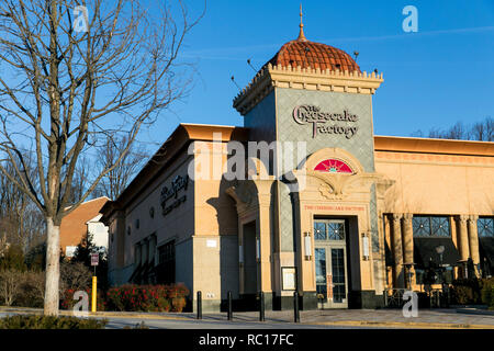 Ein logo Zeichen außerhalb der ein Cheesecake Factory Restaurant in Columbia, Maryland am 11. Januar 2019. Stockfoto