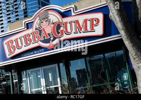 Ein logo Zeichen außerhalb eines Bubba Gump Shrimp Company Restaurant Lage in Baltimore, Maryland am 11. Januar 2019. Stockfoto