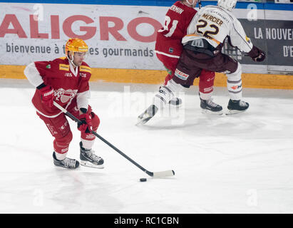 Lausanne, Schweiz. 12 Jan, 2019. LNA SWISS ICE HOCKEY LAUSANNE HC VS GENF SERVETTE HC-Lausanne Hc vs Genf Servette Hc bei der Vaudoise Arena, Lausanne (35. Tag der Jahreszeit), 12-01-2019. Quelle: Eric Dubost/Alamy Leben Nachrichten. Stockfoto