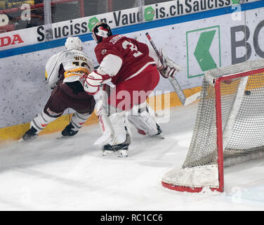 Lausanne, Schweiz. 12 Jan, 2019. LNA SWISS ICE HOCKEY LAUSANNE HC VS GENF SERVETTE HC-Lausanne Hc vs Genf Servette Hc bei der Vaudoise Arena, Lausanne (35. Tag der Jahreszeit), 12-01-2019. Quelle: Eric Dubost/Alamy Leben Nachrichten. Stockfoto