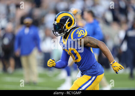 Los Angeles, CA, USA. 12 Jan, 2019. Los Angeles Rams laufen zurück Todd Gurley (30) vor dem NFL Divisional Playoffs Spiel zwischen Dallas Cowboys vs Los Angeles Rams im Los Angeles Memorial Coliseum Los Angeles, Ca am 12. Januar 2019. Foto von Jevone Moore Quelle: CSM/Alamy leben Nachrichten Stockfoto