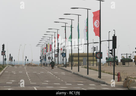 Beirut, Libanon. 13. Januar 2019. Die nationalflaggen der arabischen Staaten werden so dargestellt, wie Beirut bereitet die Arabische Wirtschaftliche und Soziale Entwicklung Gipfel der Arabischen Liga, die geplant ist, am 31.01.19. bis zu 20 nehmen und ist in erster Linie mit entwicklungspolitischen Fragestellungen in der Arabischen Welt Credit: Amer ghazzal/Alamy Leben Nachrichten organisiert zu Host Stockfoto