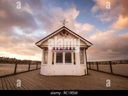 Sonnenuntergang vom Ende der Pier in Southwold in Suffolk, England Großbritannien Stockfoto