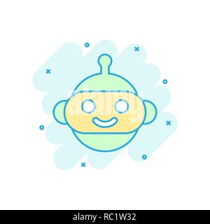 Niedliche Roboter chatbot Symbol im Comic-stil. Bot-operator Vektor Cartoon Illustration Piktogramm. Smart chatbot Charakter Geschäftskonzept splash Wirkung. Stock Vektor