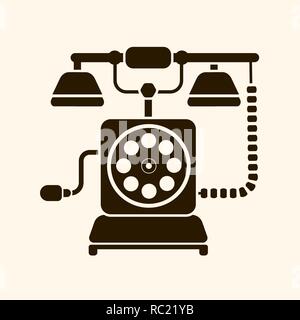 Logo Retro Telefon Vector Illustration auf hellen Hintergrund Stock Vektor