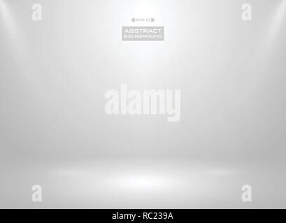 Zusammenfassung von gradient weiße Farbe im Studio Zimmer Hintergrund mit Strahlern. Abbildung: Vector EPS 10. Stock Vektor