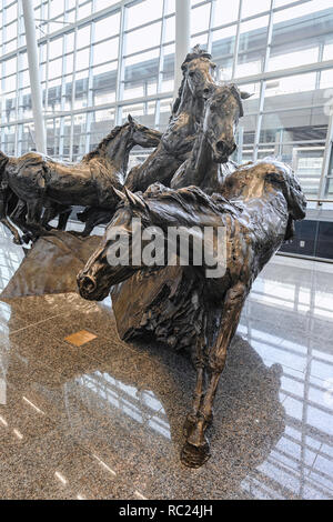 Kunst im öffentlichen Raum Installation am neuen internationalen Flughafen von Calgary (YYC) Anreise Ebene Stockfoto