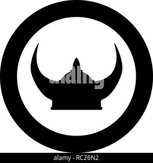 Wikinger Helm Symbol Farbe schwarz Vektor I Stil einfach imagein Kreis Runde Stock Vektor