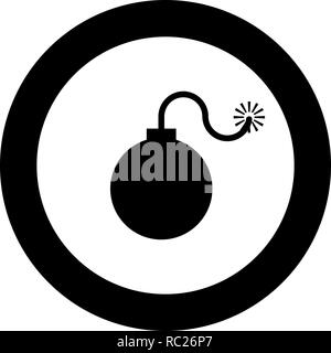 Bombe explosive militärische Alten Zeitbombe Waffe mit Feuer Spark Konzept Werbung boom Symbol Farbe schwarz Vektor I Stil einfach Bild Stock Vektor