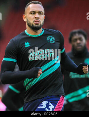 12. Januar 2019, Bramall Lane, Sheffield, England; Sky Bet Meisterschaft, Sheffield United vs Queens Park Rangers; Joel Lynch (33) von QPR in warm-up Credit: Craig Milner/News Bilder der Englischen Football League Bilder unterliegen DataCo Lizenz Stockfoto