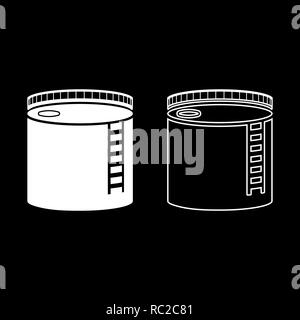 Tank mit Öl Behälter Heizöl Icon Set weiß ich flache Kontur Stil einfach Bild Stock Vektor