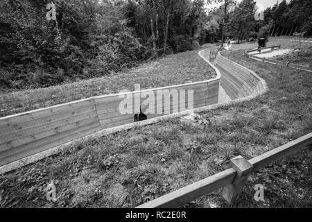 Verdun, Frankreich - September 2018: Restauriert Weltkrieg graben Linie in Verdun, Frankreich Stockfoto