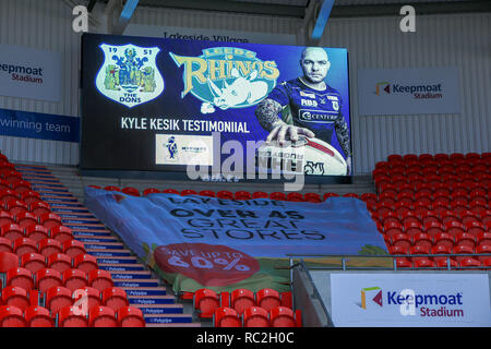 13. Januar 2019, Keepmoat Stadion, Doncaster, England; Betfred Rugby League Testspiel, Doncaster RLFC vs Leeds Rhinos; Kyle Kesik testimonial Credit: Craig Milner/News Bilder Stockfoto