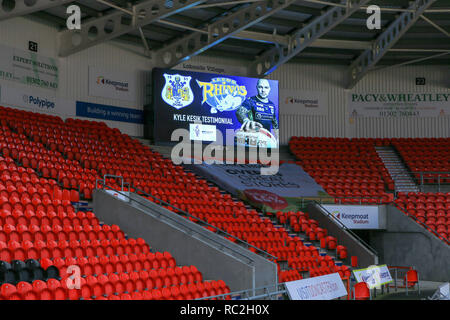 13. Januar 2019, Keepmoat Stadion, Doncaster, England; Betfred Rugby League Testspiel, Doncaster RLFC vs Leeds Rhinos; Kyle Kesik testimonial Credit: Craig Milner/News Bilder Stockfoto