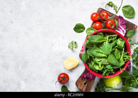 Veganes essen Hintergrund. Stockfoto