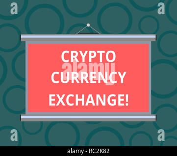 Schreiben Hinweis angezeigt Crypto Wechselstube. Business foto Präsentation des digitalen Währungen für andere Vermögenswerte Portable Wandprojektion Geröll Stockfoto