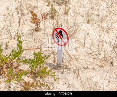 Warnschild - Nicht berühren die Schildkröten - Bild Stockfoto