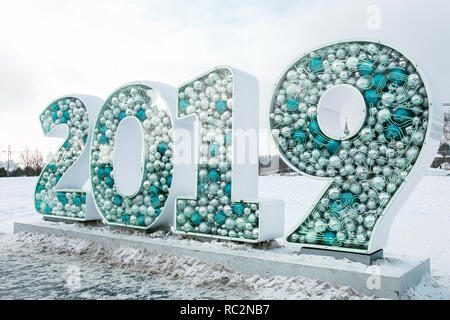 Anzahl Neues Jahr 2019. Beliebte Sehenswürdigkeit, Farbe Winter Foto Stockfoto