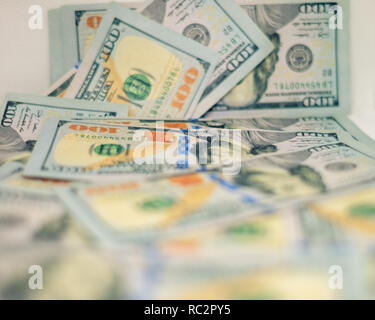 100-Dollar-Rechnungen Hintergrund Stockfoto
