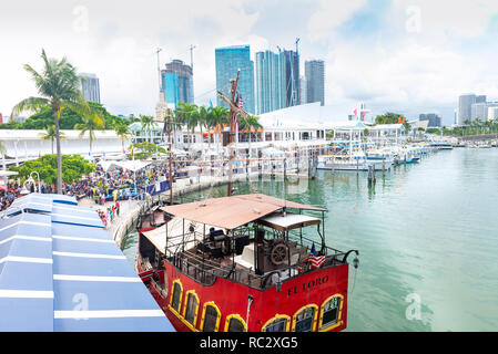 Miami, USA - 10.Juni 2018: die Rückseite der Bayside in Miami Stockfoto