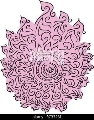 Line Art Mandala Flamme mit einem hellen rosa Hintergrund in der gleichen Form von jziprian Stock Vektor