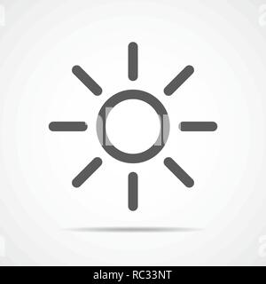 Grau sun Symbol in flacher Ausführung. Vector Illustration. Symbol der Sonne, auf hellen Hintergrund isoliert Stock Vektor