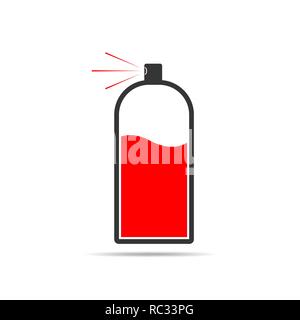 Sprayfarbe im flachen Stil. Vector Illustration. Rote Sprühfarbe Symbol auf weißem Hintergrund. Stock Vektor