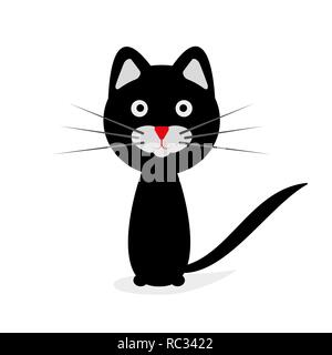 Süße Katze Symbol in flacher Ausführung. Vector Illustration. Die schwarze Katze Symbol Stock Vektor