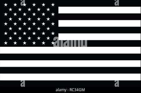 Memorial USA-Flagge. Eine schwarze und weiße USA-Flagge Design. Schwarze und weiße United Flaggenstaaten. Schwarze und weiße amerikanische Flagge, Militär, nascar, Armee, Anti Stockfoto